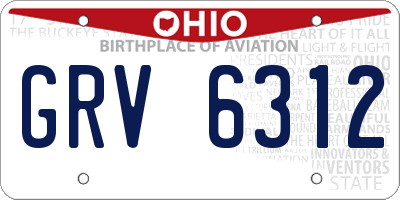 OH license plate GRV6312