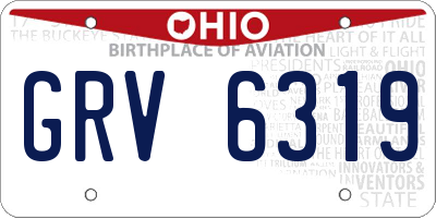 OH license plate GRV6319