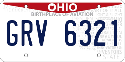 OH license plate GRV6321