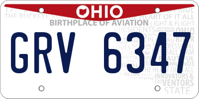 OH license plate GRV6347