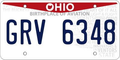 OH license plate GRV6348