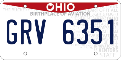 OH license plate GRV6351