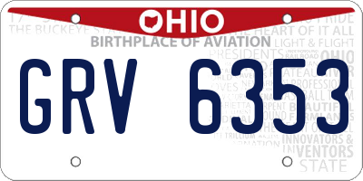 OH license plate GRV6353