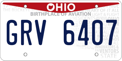 OH license plate GRV6407