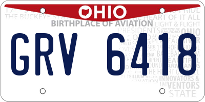 OH license plate GRV6418