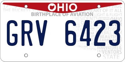 OH license plate GRV6423