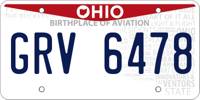 OH license plate GRV6478