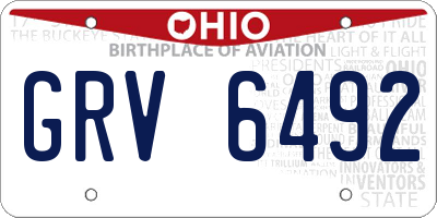 OH license plate GRV6492