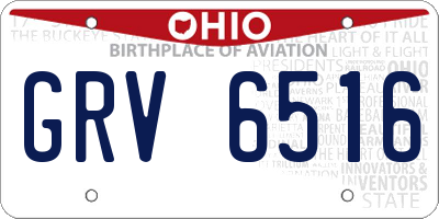 OH license plate GRV6516