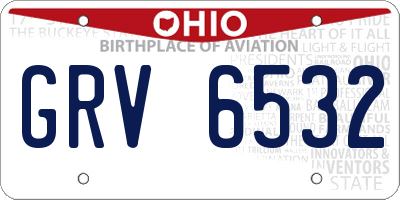 OH license plate GRV6532