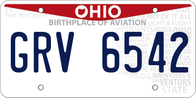 OH license plate GRV6542