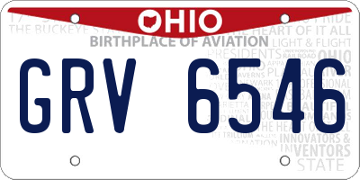 OH license plate GRV6546