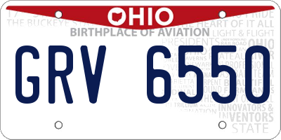 OH license plate GRV6550