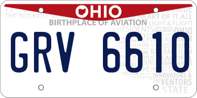 OH license plate GRV6610