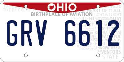 OH license plate GRV6612
