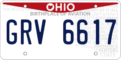 OH license plate GRV6617
