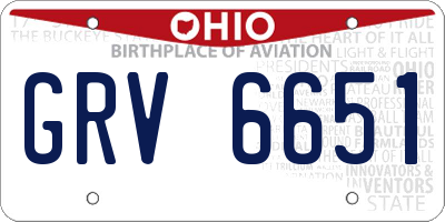 OH license plate GRV6651