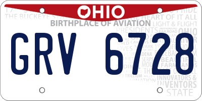 OH license plate GRV6728