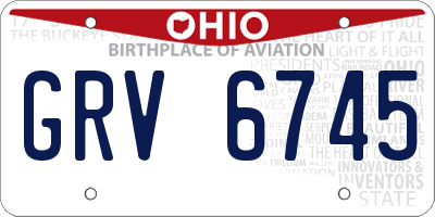 OH license plate GRV6745