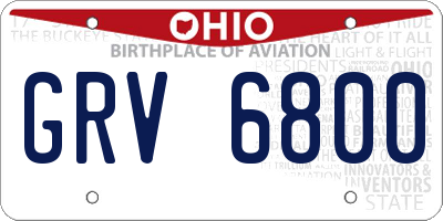 OH license plate GRV6800