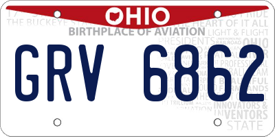 OH license plate GRV6862