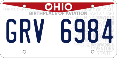 OH license plate GRV6984