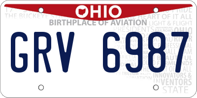 OH license plate GRV6987