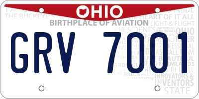 OH license plate GRV7001