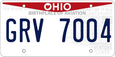 OH license plate GRV7004