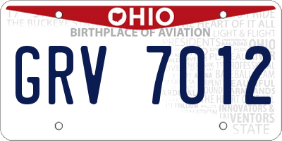 OH license plate GRV7012
