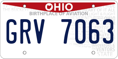 OH license plate GRV7063