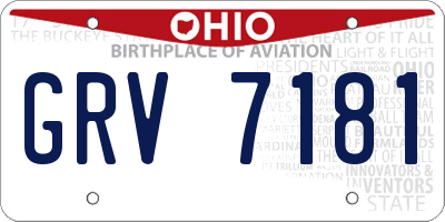 OH license plate GRV7181
