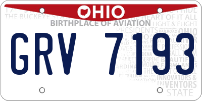 OH license plate GRV7193