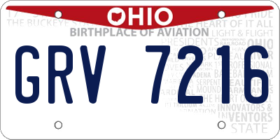 OH license plate GRV7216