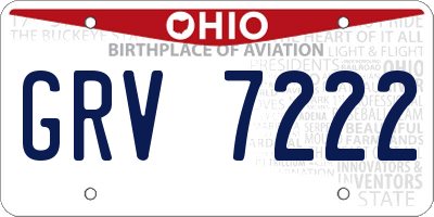 OH license plate GRV7222
