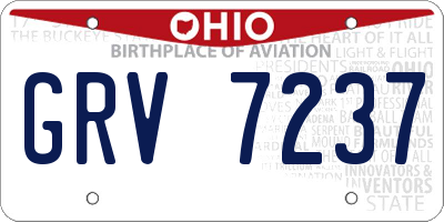 OH license plate GRV7237