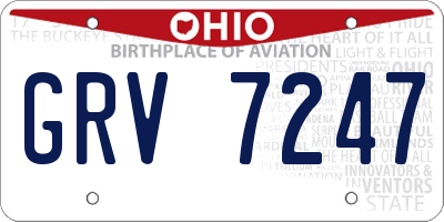 OH license plate GRV7247