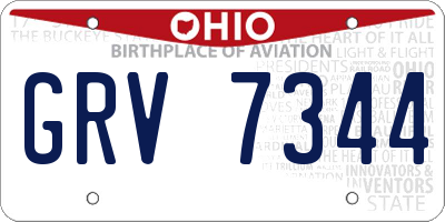 OH license plate GRV7344