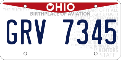 OH license plate GRV7345