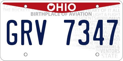 OH license plate GRV7347
