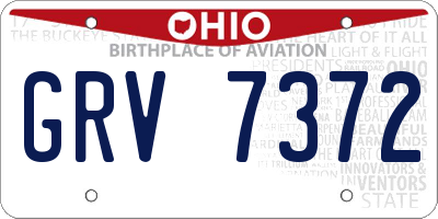 OH license plate GRV7372