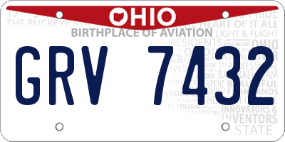 OH license plate GRV7432