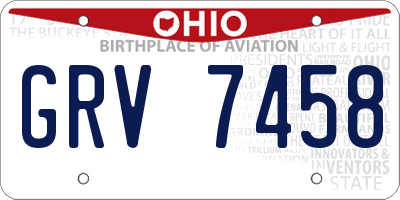 OH license plate GRV7458