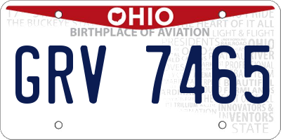 OH license plate GRV7465