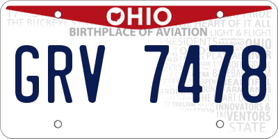 OH license plate GRV7478