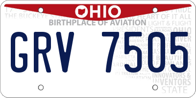 OH license plate GRV7505