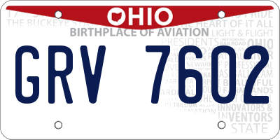 OH license plate GRV7602