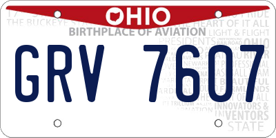 OH license plate GRV7607