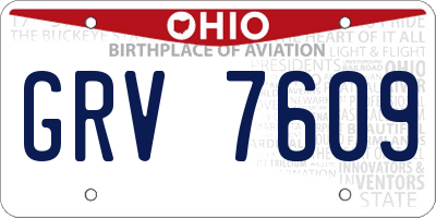 OH license plate GRV7609