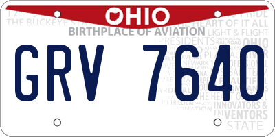 OH license plate GRV7640